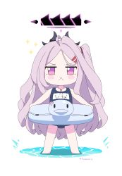 Rule 34 | 1girl, :&lt;, absurdres, blue archive, blush stickers, chibi, commentary, demon girl, demon horns, demon wings, english commentary, full body, hair ornament, hairclip, halo, highres, hina (blue archive), hina (swimsuit) (blue archive), holding, holding swim ring, horns, innertube, long hair, looking at viewer, name tag, one side up, outstretched arms, purple eyes, school swimsuit, sidelocks, silver hair, simple background, solo, sparkle, spread arms, spread legs, standing, stryx, swim ring, swimsuit, translation request, transparent background, twitter username, v-shaped eyebrows, whistle, whistle around neck, wings