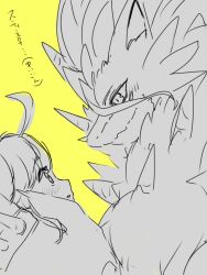 Rule 34 | 1boy, 1girl, blush, digimon, drill, female protagonist (digimon rearise), looking at another, short hair, spikes, stiffilmon