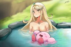 Rule 34 | absurdres, blonde hair, breasts, crossover, highres, justin yamagiwa, kirby, kirby (series), large breasts, mythra (xenoblade), nintendo, xenoblade chronicles (series), xenoblade chronicles 2, yellow eyes
