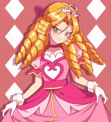 Rule 34 | 1boy, creatures (company), crossdressing, crown, dress, game freak, gloves, green eyes, hair ribbon, highres, james (pokemon), looking at viewer, macchiromomomo, nintendo, pink dress, pokemon, pokemon (anime), pokemon (classic anime), princess, ribbon, trap, white gloves, wig