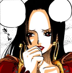 Rule 34 | 1girl, amazon lily, boa hancock, earrings, female focus, highres, jacket, jewelry, lipstick, makeup, one piece, red eyes, red jacket, solo