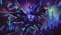 Rule 34 | 2boys, 2girls, ashe (league of legends), axe, blue eyes, castle, character request, check character, closed mouth, collaboration, commentary, fake horns, fangs, glowing, glowing eye, helmet, highres, holding, holding axe, horned helmet, horns, league of legends, lissandra (league of legends), long hair, looking at viewer, multiple boys, multiple girls, olaf (league of legends), open mouth, sitting, teeth, volibear, zoe (crownsforkings)