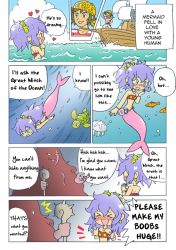 Rule 34 | &gt; &lt;, :d, belt, blush, boat, bubble, closed eyes, comic, earrings, fish, flat chest, hair ornament, heart, jellyfish, jewelry, kabiinyo (kab), mermaid, monster girl, open mouth, original, purple hair, sailor, seashell, shell, shirt, silhouette, smile, smirk, staff, striped clothes, striped shirt, sweatdrop, swimming, translated, turtle, underwater, watercraft, wet, xd