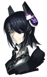 Rule 34 | 10s, 1girl, black hair, checkered clothes, checkered necktie, checkered neckwear, eyepatch, headgear, hetza (hellshock), kantai collection, looking at viewer, necktie, personification, school uniform, short hair, simple background, smile, solo, tenryuu (kancolle), yellow eyes