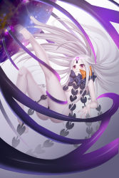 Rule 34 | 1girl, abigail williams (fate), abigail williams (third ascension) (fate), absurdres, ass, bare arms, bare legs, barefoot, black bow, blush, bow, breasts, commentary request, facial mark, fate/grand order, fate (series), floating, forehead mark, gaoyang ou nisang, grin, highres, keyhole, long hair, nebula, orange bow, orb, red eyes, revealing clothes, revision, silver hair, sky, small breasts, smile, solo, space, star (sky), starry sky, tentacles, very long hair