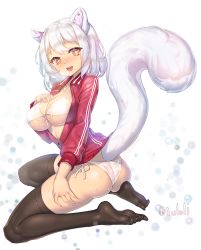 Rule 34 | + +, 1girl, animal ear fluff, animal ears, ass, bad id, bad pixiv id, bikini, blush, breasts, feet, full body, highres, large breasts, muloli, open mouth, original, short hair, silver hair, smile, solo, swimsuit, tail, thighhighs