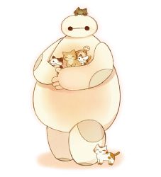 Rule 34 | :3, animal, ayu (mog), bad id, bad pixiv id, baymax, big hero 6, black eyes, cat, closed eyes, holding, holding animal, looking at viewer, marvel, md5 mismatch, no humans, one eye closed, simple background, solo, standing, white background