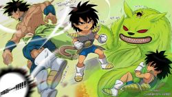 Rule 34 | 1boy, abs, age progression, animal, black eyes, black hair, broly (dragon ball super), character request, child, collage, collar, dragon ball, dragon ball super, dragon ball super broly, fighting stance, frown, full body, green fur, highres, large pectorals, male focus, monkey tail, multiple views, muscular, muscular male, navel, nipples, oversized animal, pants, pectorals, saiyan armor, scar, scar on chest, short hair, skin tight, spiked hair, stomach, tail, tarutobi, tight clothes, tight pants, topless male, torn clothes, torn pants