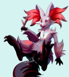 Rule 34 | 1girl, aftersex, alternate color, animal ears, animal hands, arm support, blue background, blue eyes, cherrysnak, claws, clitoris, creatures (company), cum, cum in pussy, cumdrip, delphox, fangs, feet, female focus, fox ears, fox tail, full body, furry, furry female, game freak, gen 6 pokemon, half-closed eyes, hand up, looking up, nintendo, open mouth, pokemon, pokemon (creature), pokemon xy, pussy, raised eyebrow, shiny pokemon, simple background, sitting, smile, solo, stick, tail, teeth, tongue, uncensored