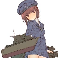 Rule 34 | 10s, 1girl, antenna mast, brown eyes, brown hair, gurin33, hat, head tilt, kantai collection, looking at viewer, simple background, sketch, solo, thighs, white background, z3 max schultz (kancolle)