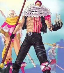 Rule 34 | 1boy, 2girls, age difference, brother and sister, charlotte amande, charlotte katakuri, charlotte smoothie, highres, long hair, multiple girls, one piece, siblings, weapon