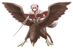 Rule 34 | 1boy, armor, astolfo (fate), braid, cape, fate/apocrypha, fate (series), gauntlets, hippogriff, male focus, open mouth, pink eyes, pink hair, riding, single braid, smile, sword, weapon, wings, wizs