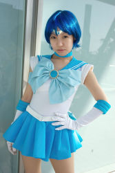 Rule 34 | asian, bishoujo senshi sailor moon, blue hair, cosplay, elbow gloves, gloves, mizuno ami, photo (medium), sailor mercury