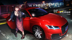 Rule 34 | 1girl, ;d, audi, audi tt, azki (hololive), black hair, car, character name, commentary request, highres, hololive, license plate, motor vehicle, multicolored hair, night, one eye closed, open mouth, pink hair, purple eyes, railing, short hair, smile, solo, sports car, standing, vehicle focus, vehicle name, virtual youtuber, you&#039;a