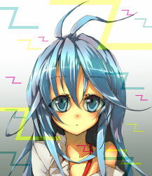 Rule 34 | 10s, 1girl, ahoge, antenna hair, blue eyes, blue hair, denpa onna to seishun otoko, female focus, gradient background, long hair, matching hair/eyes, off shoulder, open clothes, page (page1555), solo, touwa erio