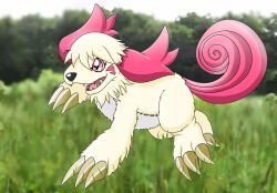 Rule 34 | claws, digimon, digimon (creature), dog, labramon, pink eyes, solo, tail