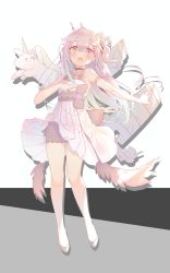 Rule 34 | 1girl, :d, absurdres, animal, azur lane, bare arms, bare shoulders, black footwear, black skirt, blush, cannon, dress, flying, full body, grey background, hair between eyes, hair bun, hair ribbon, highres, long hair, one side up, open mouth, pleated dress, purple eyes, purple hair, ribbon, shadow, shoes, side bun, single hair bun, single side bun, skirt, sleeveless, sleeveless dress, smile, solo, standing, torano, turret, two-tone background, unicorn (azur lane), very long hair, white background, white dress, white ribbon, winged unicorn