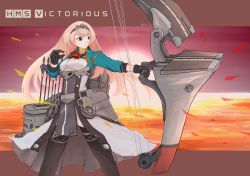 Rule 34 | 1girl, absurdres, arrow (projectile), bad id, bad pixiv id, black gloves, black pantyhose, blonde hair, blue eyes, bow (weapon), breasts, character name, compound bow, cropped jacket, dress shirt, flower, gloves, green jacket, highres, holding, holding bow (weapon), holding weapon, jacket, kantai collection, long hair, medium breasts, military, military uniform, pairu doraiba, pantyhose, pelvic curtain, quiver, red flower, red rose, rigging, rose, shirt, skirt, solo, tiara, underskirt, uniform, victorious (kancolle), weapon, white shirt, white skirt