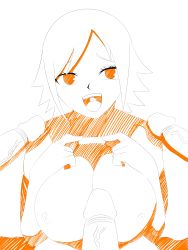 Rule 34 | 1girl, 3boys, absurdres, breasts, breasts squeezed together, buuroban, fairy tail, gokkun, highres, juvia lockser, large breasts, looking at viewer, multiple boys, nipples, nude, open mouth, paizuri, penis, puffy nipples, short hair, sketch, solo focus, uncensored