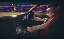 Rule 34 | 1girl, absurdres, bang dream!, brown hair, car, car interior, commentary, driving, ear piercing, english commentary, green eyes, highres, imai lisa, long hair, long sleeves, mazda, mazda rx-7, mazda rx-7 fd, motor vehicle, nougat (73r1r1), piercing, ponytail, seatbelt, seoul, solo, steering wheel, sweater, tagme, vehicle interior, white sweater