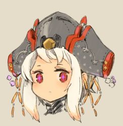 Rule 34 | + +, 1girl, character request, closed mouth, hat, looking at viewer, mota, portrait, red eyes, short hair, simple background, solo, white hair