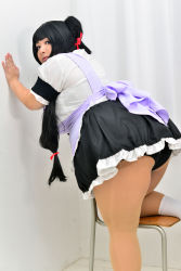 Rule 34 | 1girl, absurdres, asian, ass, black hair, breasts, cleavage, cosplay, fat, highres, hoshima mika, huge ass, long hair, maaru tougou, maaru tougou (cosplay), photo (medium), pochamaider, solo, thick thighs, thighs, twintails, wide hips