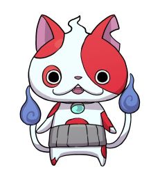 Rule 34 | 10s, artist request, buchinyan, cat, fangs, full body, lowres, multiple tails, no humans, notched ear, official art, open mouth, simple background, solo, standing, tail, traditional youkai, two tails, white background, youkai watch