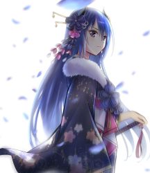 Rule 34 | 1girl, blue hair, highres, japanese clothes, kimono, long hair, pinky iwata, princess connect!, rei (princess connect!), tagme