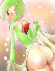 Rule 34 | 1girl, animal, ass, bad id, bad pixiv id, blush, breasts, creatures (company), dress, eyebrows, game freak, gardevoir, gen 3 pokemon, green hair, large breasts, nintendo, personification, pokemon, pokemon (creature), red eyes, short hair, solo