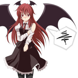 Rule 34 | 1girl, bat wings, blush, female focus, koakuma, red hair, solo, embodiment of scarlet devil, touhou, tsukishiro saika, wings