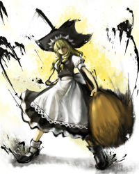Rule 34 | 1girl, blonde hair, broom, capcom, female focus, hat, highres, kirisame marisa, kotorippi, parody, solo, street fighter, street fighter iv (series), style parody, touhou, witch, witch hat