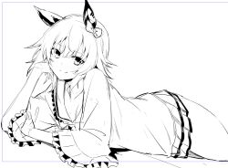 Rule 34 | 1girl, animal ears, bow, closed mouth, collarbone, collared dress, curren chan (umamusume), dress, ear bow, frilled shirt collar, frilled sleeves, frills, hair between eyes, horse ears, long sleeves, looking at viewer, monochrome, mukouhara shiryuu, simple background, smile, solo, umamusume, umamusume: road to the top, white background, wide sleeves