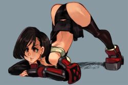 Rule 34 | 1girl, alex ahad, arm rest, ass, black hair, black panties, boots, breasts, earrings, elbow gloves, final fantasy, final fantasy vii, gloves, jack-o&#039; challenge, jewelry, miniskirt, panties, red eyes, short hair, skirt, solo, square enix, thighhighs, tifa lockhart, top-down bottom-up, underwear