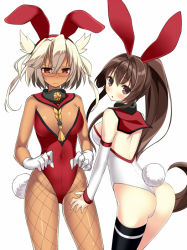 Rule 34 | 10s, 2girls, adapted costume, akeboshi kagayo, animal ears, ass, bad id, bad pixiv id, bare shoulders, black legwear, blonde hair, blush, breasts, brown eyes, brown hair, cleavage, dark-skinned female, dark skin, detached collar, detached sleeves, fake animal ears, female focus, fishnet pantyhose, fishnets, glasses, gloves, kantai collection, large breasts, long hair, looking at viewer, matching hair/eyes, multiple girls, musashi (kancolle), pantyhose, playboy bunny, pointy hair, ponytail, rabbit ears, rabbit tail, red eyes, single thighhigh, tail, thighhighs, twintails, very long hair, wrist cuffs, yamato (kancolle)