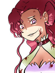Rule 34 | 00s, 1girl, blood, blood on face, blood on clothes, code geass, crazy, euphemia li britannia, pink eyes, red hair, solo
