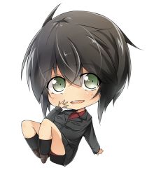 Rule 34 | 1girl, amai nekuta, black hair, blush, chibi, full body, green eyes, luciana mazzei, military, military uniform, open mouth, panties, red panties, short hair, solo, strike witches, transparent background, underwear, uniform, white background, world witches series