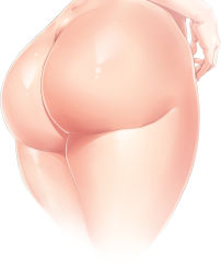 Rule 34 | 1girl, absurdres, ass, ass focus, bad id, bad twitter id, close-up, commentary, curvy, fingernails, from behind, groin, hayama kazusa, highres, huge ass, legs together, long fingernails, lower body, nude, original, shiny skin, simple background, solo, standing, thick thighs, thighs, white background, wide hips