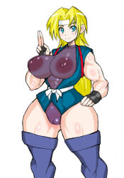 Rule 34 | abs, blonde hair, breasts, cameltoe, cleft of venus, gloves, huge breasts, japanese clothes, konami, leotard, long hair, martial champion, racheal, thick thighs, thighhighs, thighs, transparent leotard