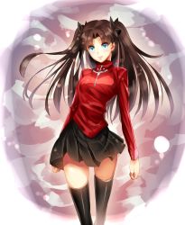 Rule 34 | 1girl, black thighhighs, blue eyes, brown hair, fate/stay night, fate (series), highres, kkuwa, solo, thighhighs, tohsaka rin