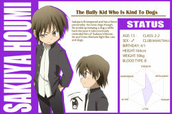 Rule 34 | 1boy, brown hair, character profile, child, houmi sakuya, kiriya gymno, male focus, school boys!, school uniform, solo