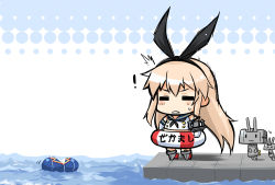 Rule 34 | !, &gt; &lt;, 10s, 2girls, :3, = =, ^^^, afloat, anchor, atago (kancolle), blonde hair, breasts, chibi, closed eyes, floating, gloves, hair ornament, hairband, halftone, halftone background, innertube, kantai collection, lifebuoy, long hair, machinery, multiple girls, okitakung, personification, rensouhou-chan, shimakaze (kancolle), swim ring, water