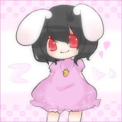 Rule 34 | 1girl, animal ears, bad id, bad pixiv id, black hair, rabbit ears, carrot, female focus, inaba tewi, lowres, mm (miryii), mm (pixiv260451), red eyes, solo, standing, touhou