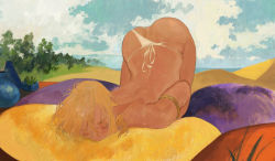 Rule 34 | 1boy, absurdres, armlet, ass, beach, blonde hair, clothing aside, cloud, day, eyelashes, closed eyes, facing viewer, grass, hair between eyes, highres, implied masturbation, link, male focus, nature, nintendo, outdoors, panties, panties aside, pillow, pointy ears, sand, skindentation, sky, solo, tairou, the legend of zelda, the legend of zelda: breath of the wild, top-down bottom-up, topless male, underwear, underwear only, vase, white panties