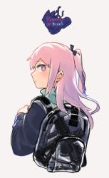 Rule 34 | 1girl, ar-15, backpack, bag, blue eyes, commentary request, from behind, girls&#039; frontline, gun, hair ornament, jacket, long hair, long sleeves, looking back, one side up, pink hair, rifle, see-through, sidelocks, solo, st ar-15 (girls&#039; frontline), sweatdrop, upper body, vento, weapon