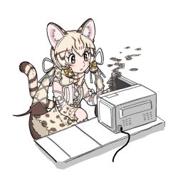 Rule 34 | animal costume, animal ear fluff, animal ears, cat ears, cat girl, cat tail, geoffroy&#039;s cat (kemono friends), kemono friends, kemono friends v project, long hair, osakana pix, simple background, tail, twintails, virtual youtuber