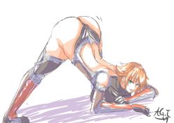 Rule 34 | 1girl, arm rest, artist request, ass, blonde hair, blue eyes, fishnets, flexible, frilled leotard, frills, full body, guilty gear, guilty gear strive, highleg, highleg leotard, highres, huge ass, igawa sakura, impossible clothes, impossible leotard, jack-o&#039; challenge, leotard, looking at viewer, meme, shiny skin, short hair, simple background, skindentation, smile, solo, spread legs, taimanin (series), taimanin asagi, taimanin suit, thong leotard, top-down bottom-up, white background, wide spread legs