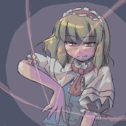 Rule 34 | 1girl, alice margatroid, arnest, blonde hair, capelet, female focus, hairband, lowres, short hair, solo, touhou
