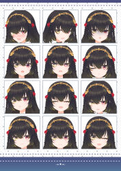 Rule 34 | + +, 1girl, ;), ;d, absurdres, black hair, blonde hair, blush, bow, braid, closed eyes, closed mouth, expressions, hair between eyes, hair bow, heterochromia, highres, multicolored hair, multiple views, one eye closed, open mouth, original, red bow, red eyes, shirasu youichi, smile, star (symbol), streaked hair, turn pale, twin braids, yellow eyes