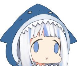 Rule 34 | 1girl, animal costume, animal hood, blue hair, bob cut, face of the people who sank all their money into the fx (meme), gawr gura, grey hair, hair ornament, hololive, hololive english, hood, long hair, looking at viewer, meme, open mouth, sate, shark costume, shark girl, shark hair ornament, shark hood, virtual youtuber