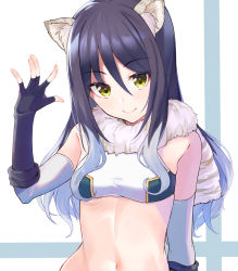 Rule 34 | 1girl, animal ear fluff, animal ears, bare shoulders, black hair, blush, hair between eyes, hair ornament, highres, long hair, looking at viewer, princess connect!, shimon (31426784), shiori (princess connect!), simple background, smile, solo, white background, yellow eyes